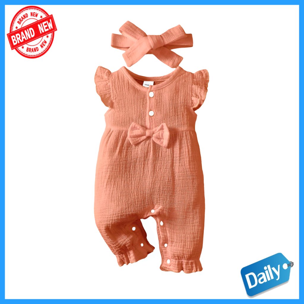 Cotton Linen Romper 3-6 Months Sleeveless Snap Closure Summer Essential